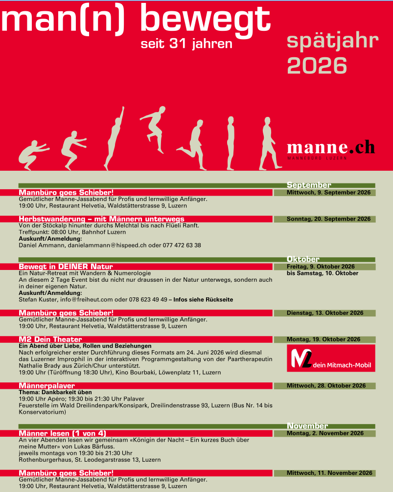 Halbjahresagenda Spätjahr 2026, Klick fürs PDF... Das Herbstprogramm 2026